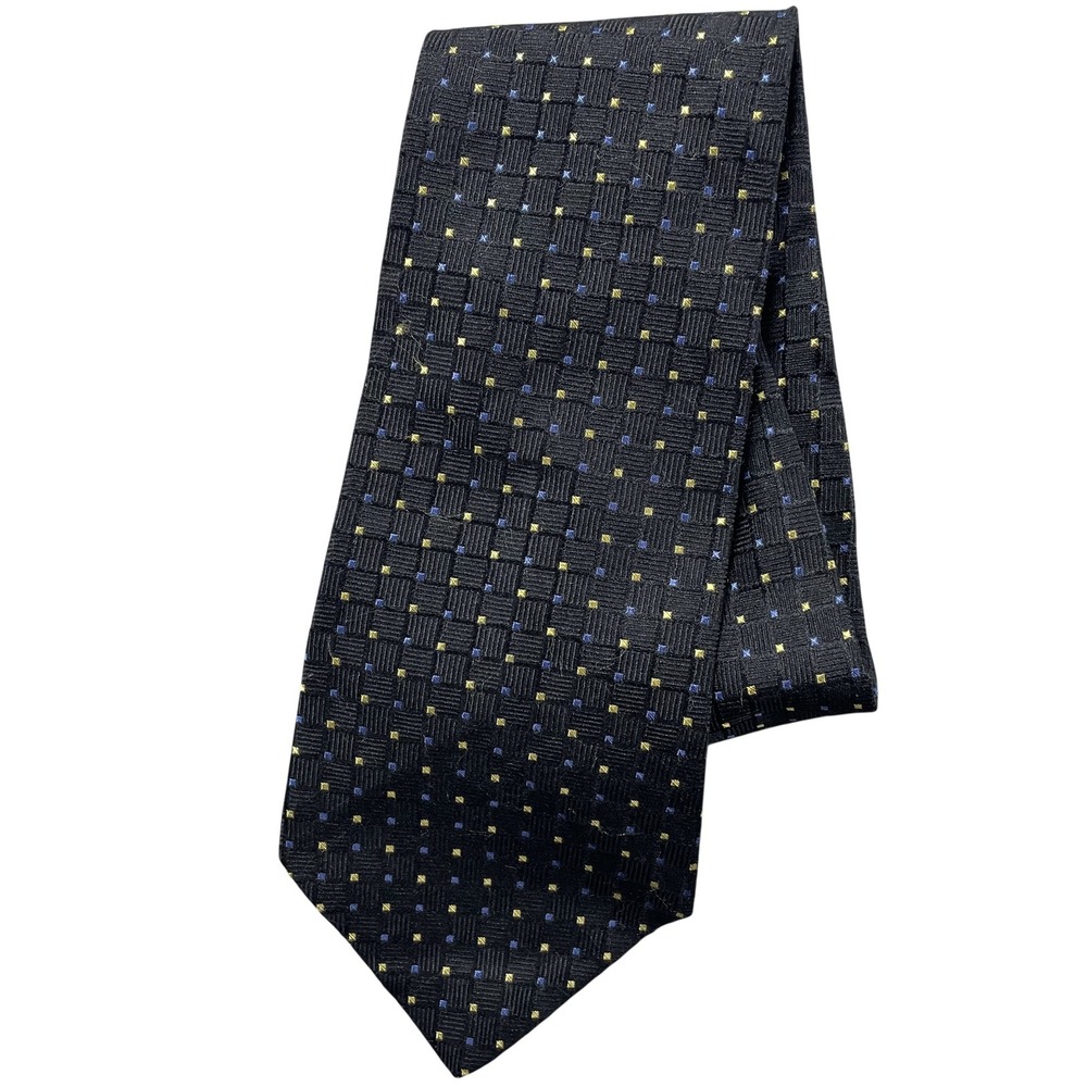 Tommy Hilfiger Tie Mens One Size Blue Geometric Classic Woven Silk Necktie USA